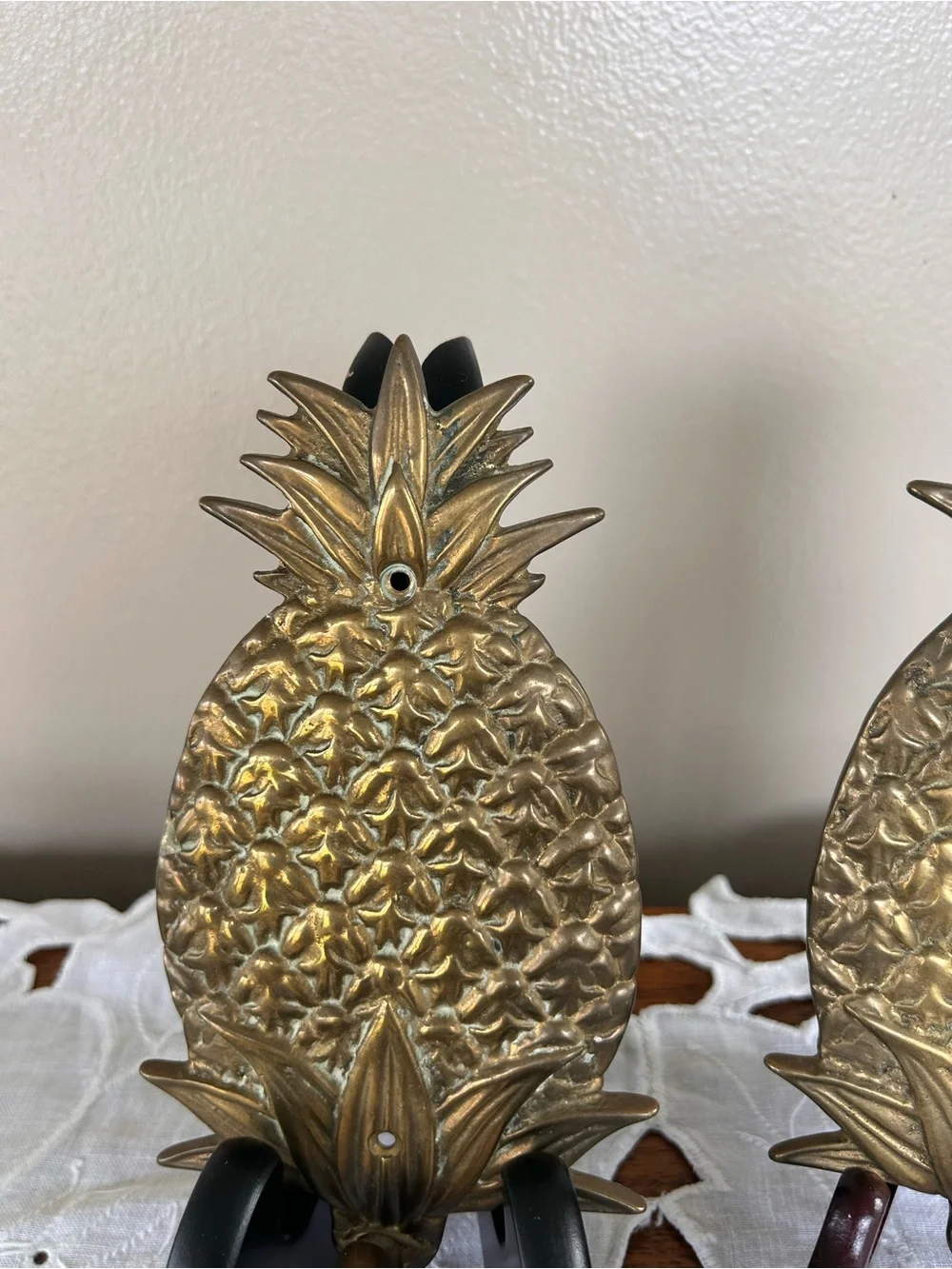 Pair of Solid of Solid Brass Pineapple  Wall Sconce, Candle Stick, Very Detailed